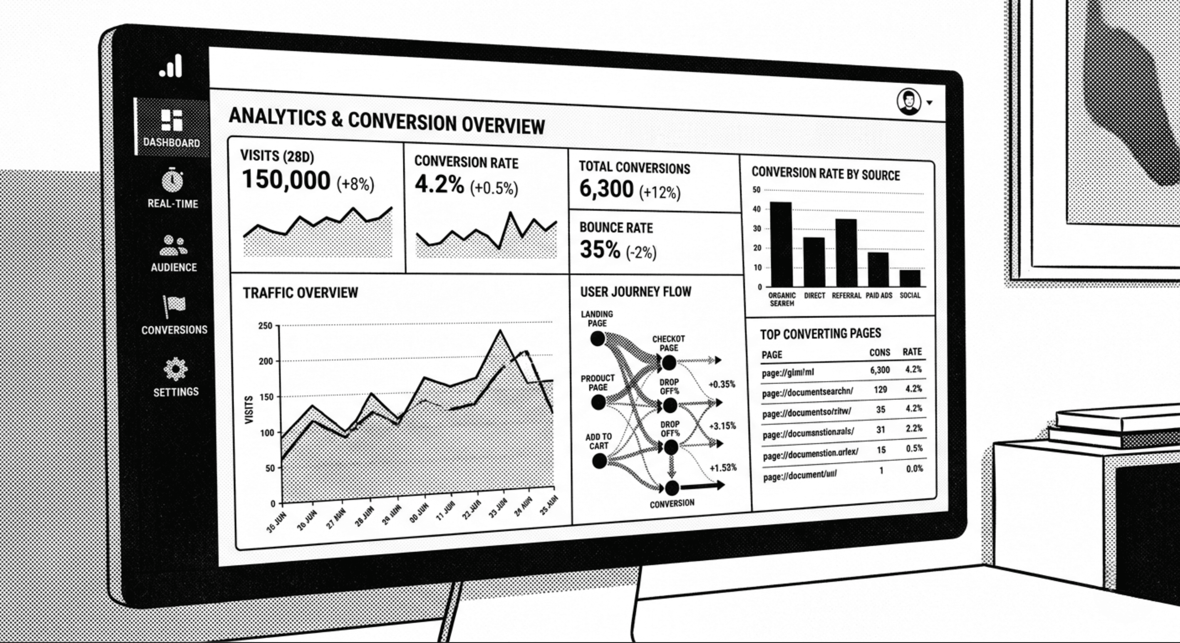 Conversion focused website dashboard